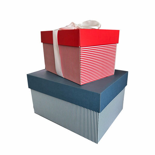2er Set Geschenkboxen – in Medium und Groß mit Deckel und weißer Schleife
