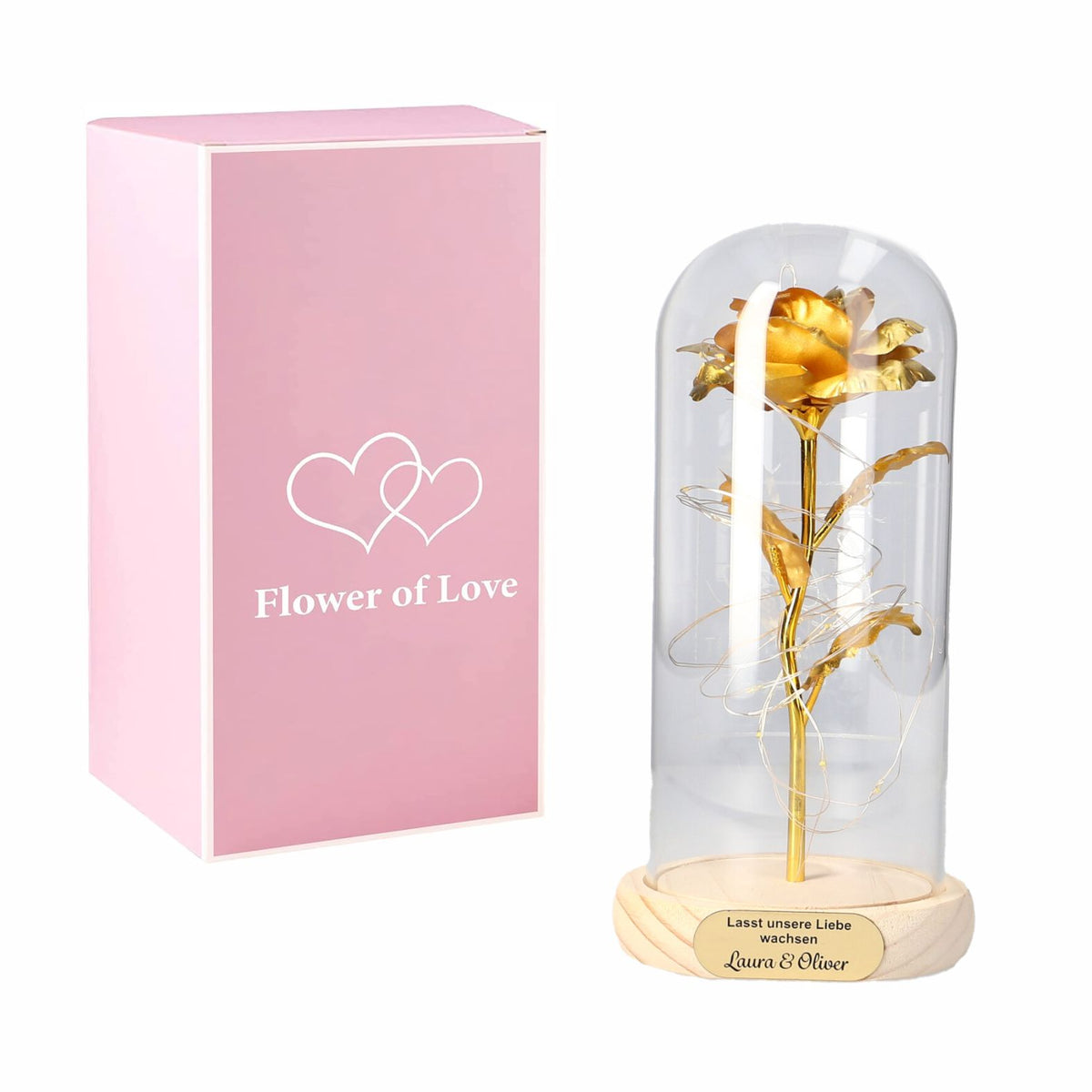 Personalisierte LED Ewige Gold Rose - FOTOFOL