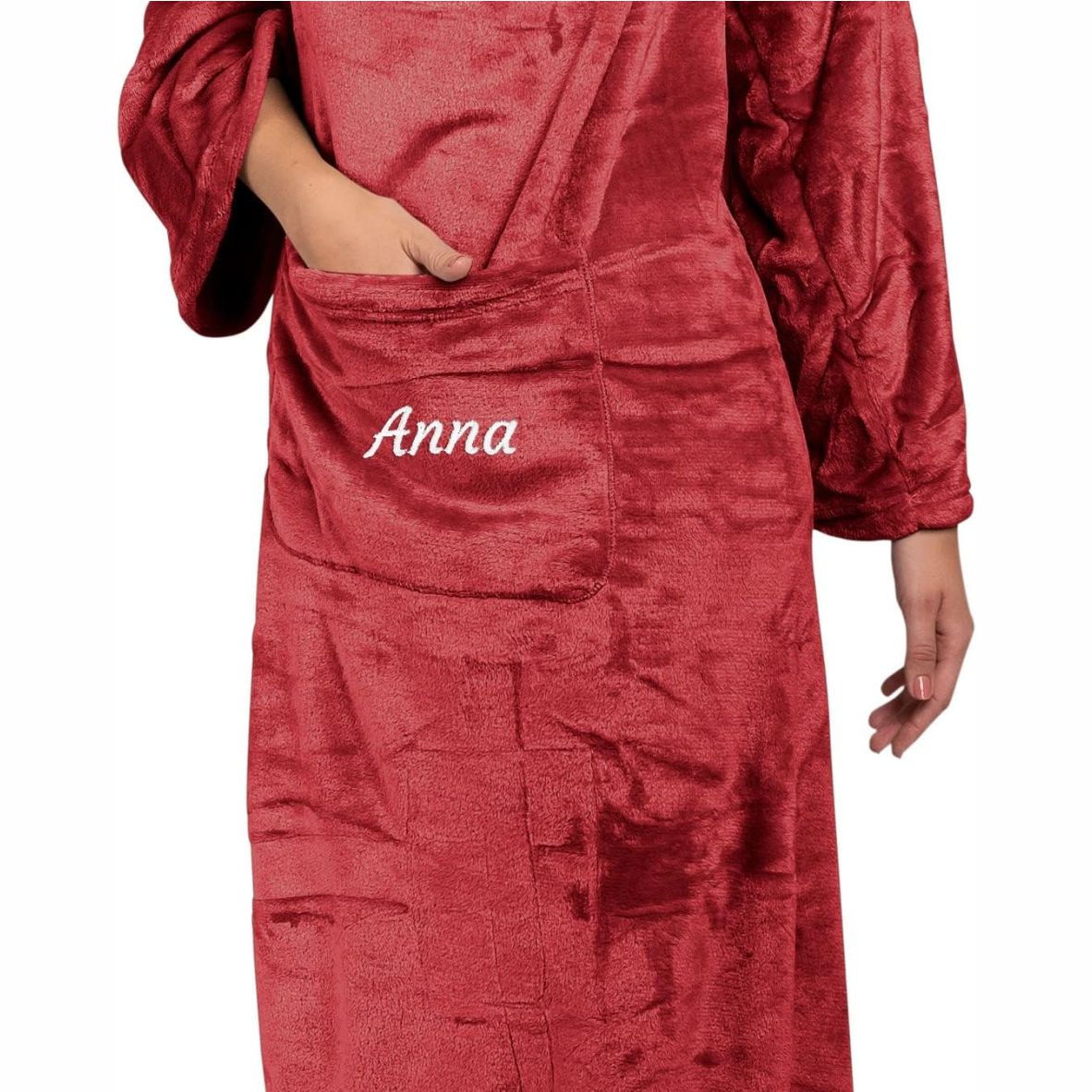 FOTOFOL-Das perfekte Weihnachtsgeschenk für Frauen - Kuscheldecke mit Ärmeln personalisieren. Mit Namen bestickt