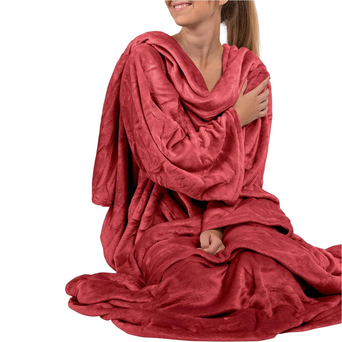 FOTOFOL-Das perfekte Weihnachtsgeschenk für Frauen - Kuscheldecke mit Ärmeln personalisieren. Mit Namen bestickt