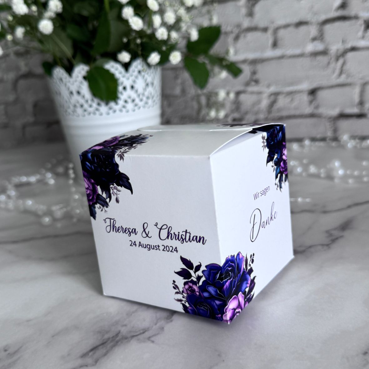 Geschenkbox personalisiert - Lila Rosen - FOTOFOL