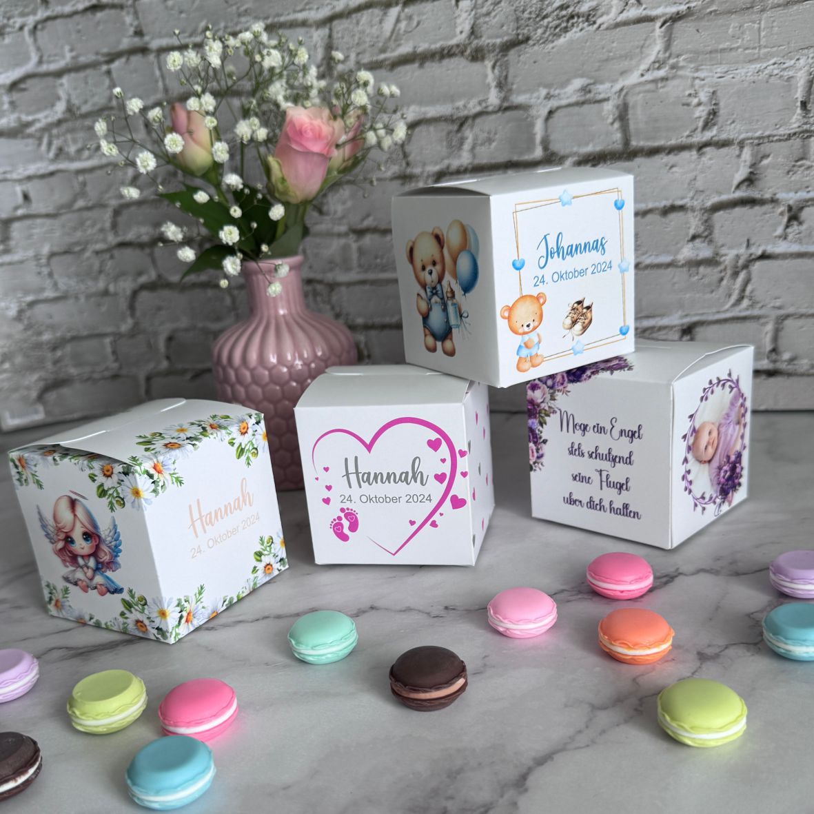Geschenkbox personalisiert - Lila Blumen - FOTOFOL