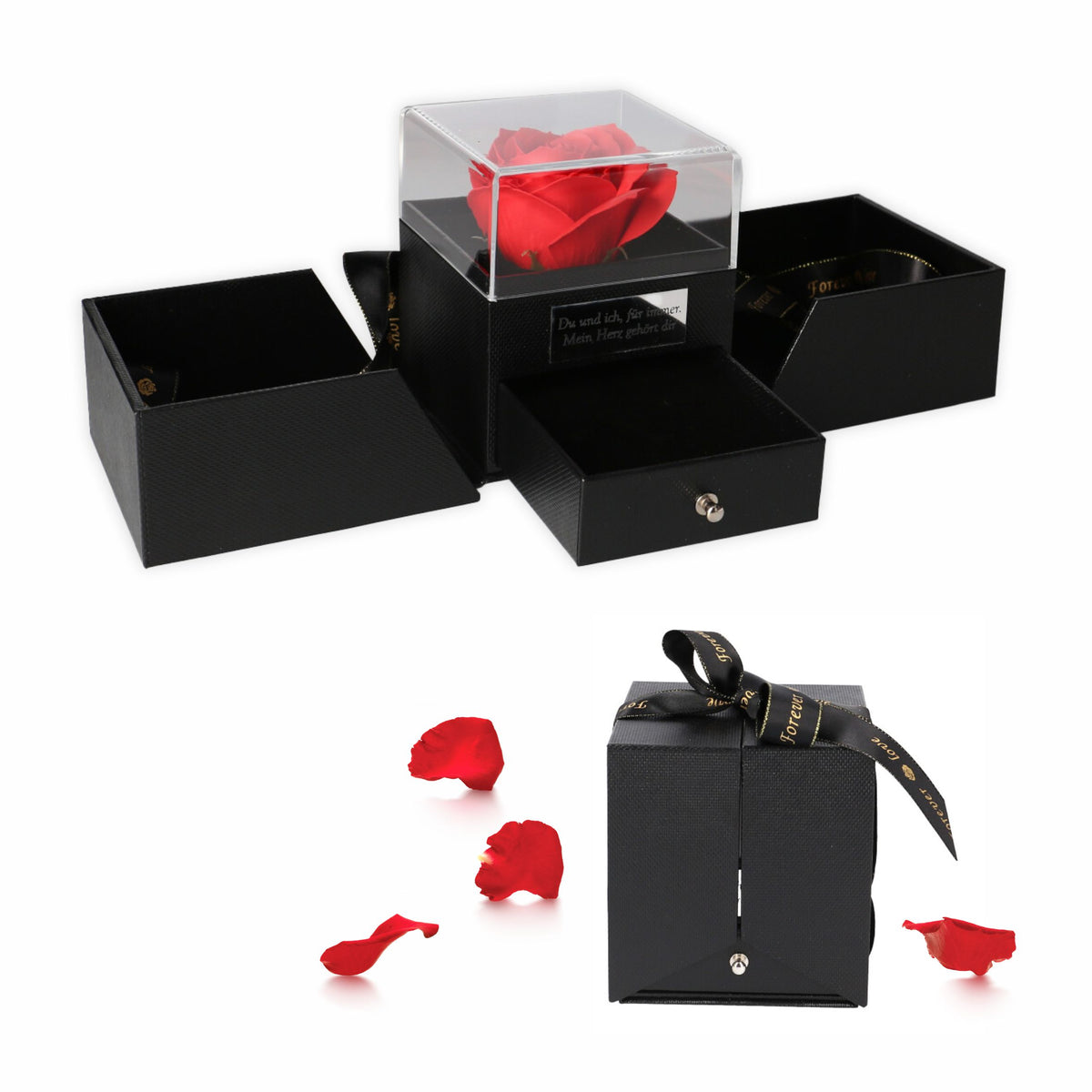 Personalisierte Rosenbox - Rose im Schmuckschatulle - FOTOFOL