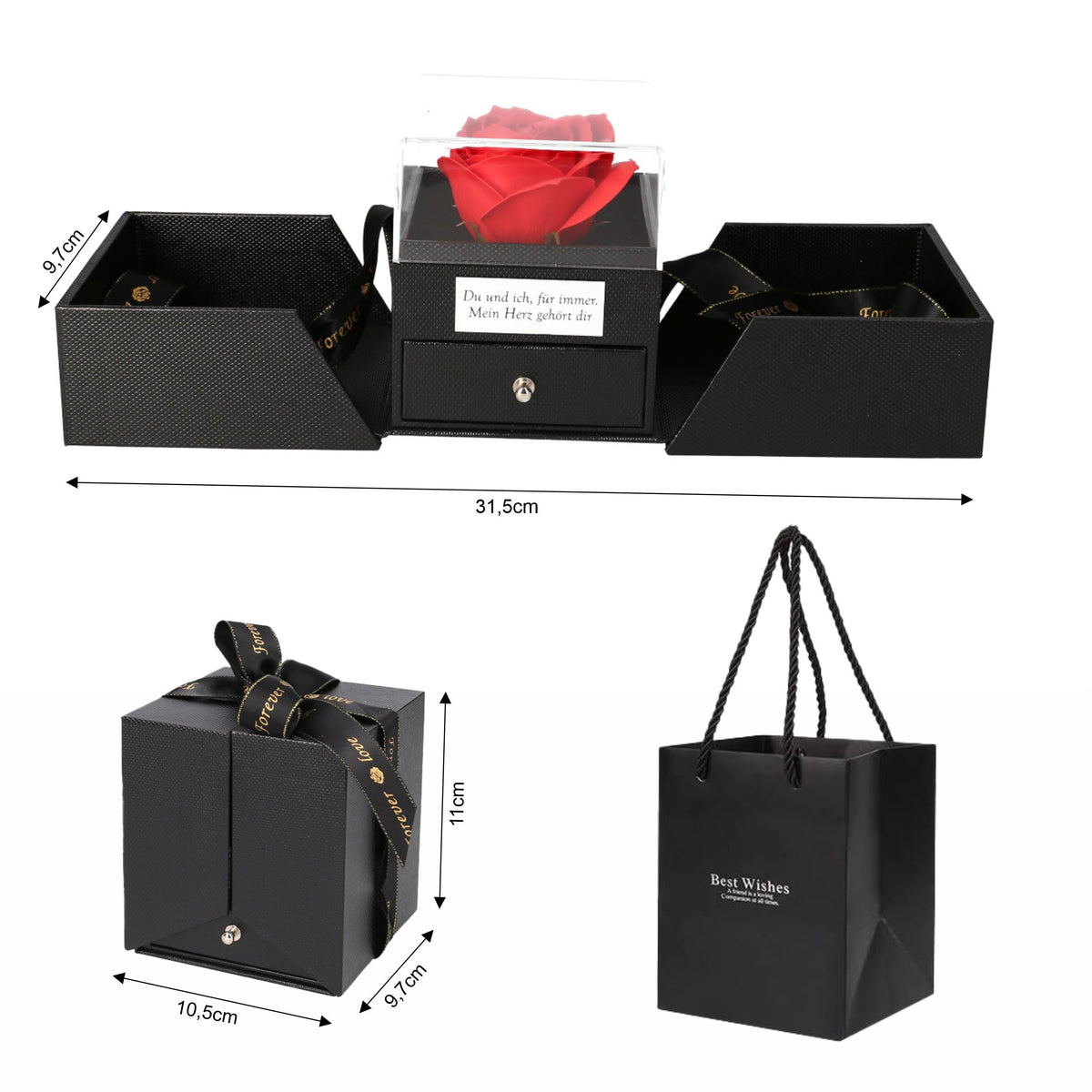 Personalisierte Rosenbox - Rose im Schmuckschatulle - FOTOFOL