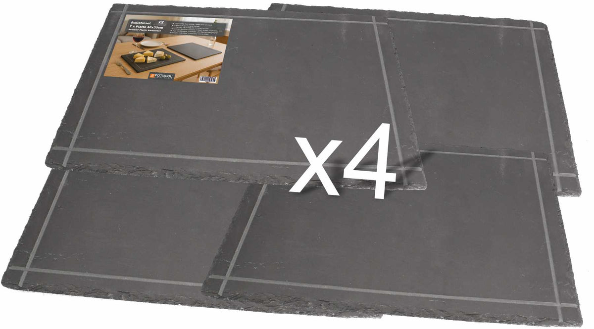Eckige Schieferplatten 2 Stück – 30/40 cm – Servierplatten für Käse, BBQ & Tapas – auch mit Gravur - FOTOFOL