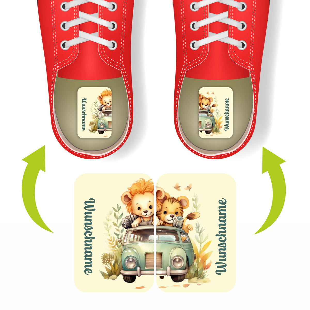 Namensaufkleber Set für Schuhe - individuell personalisierte Etiketten mit Wunschname - FOTOFOL