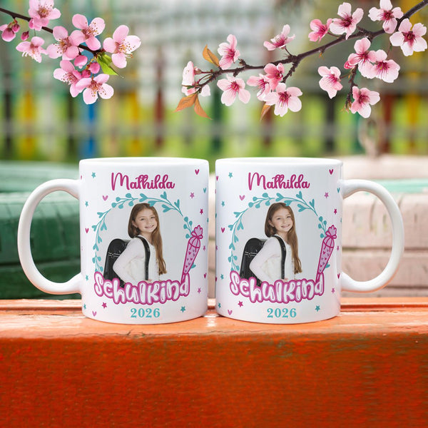 Tasse Einschulung mit Name und Bild Personalisieren Mädchen