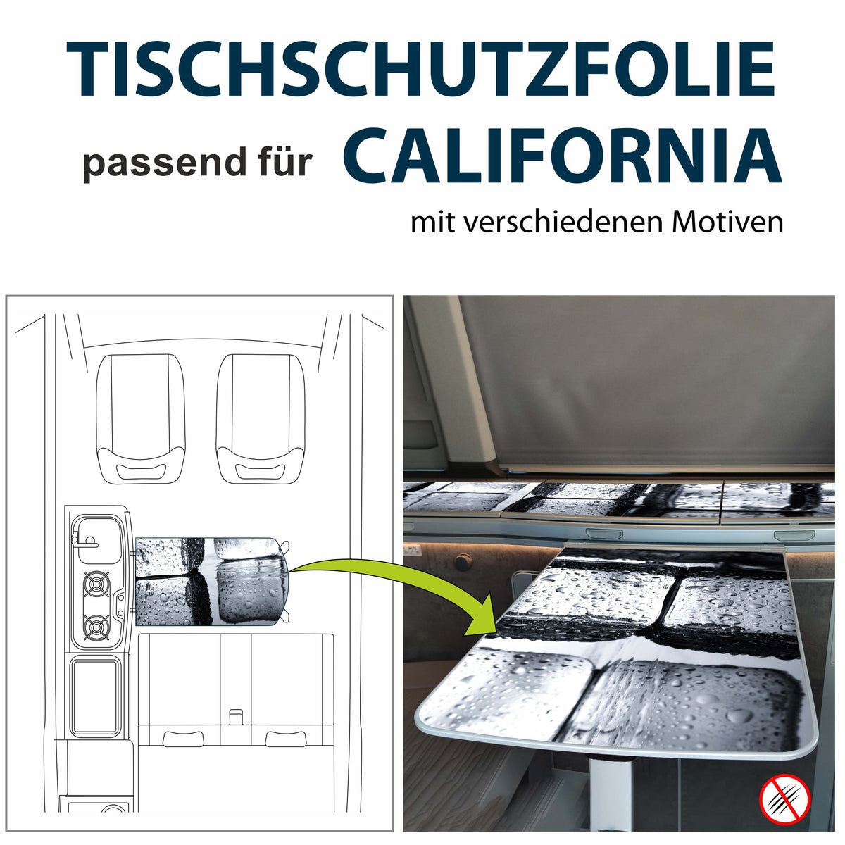 Tischschutzfolie für VW T6.1 California - Tischschutz Innenraum
