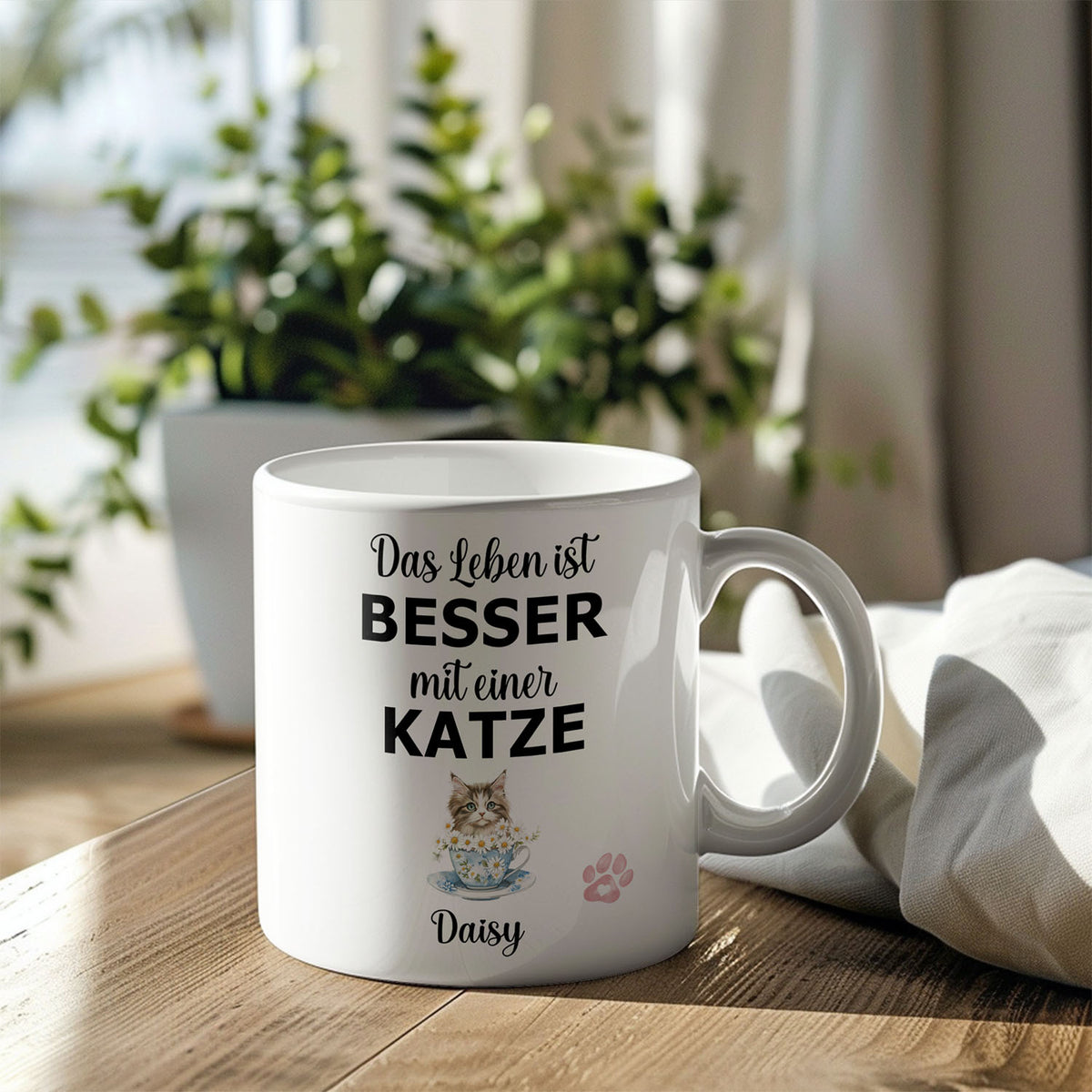 Personalisierte Tasse - Das Leben ist besser mit einer Katze - FOTOFOL