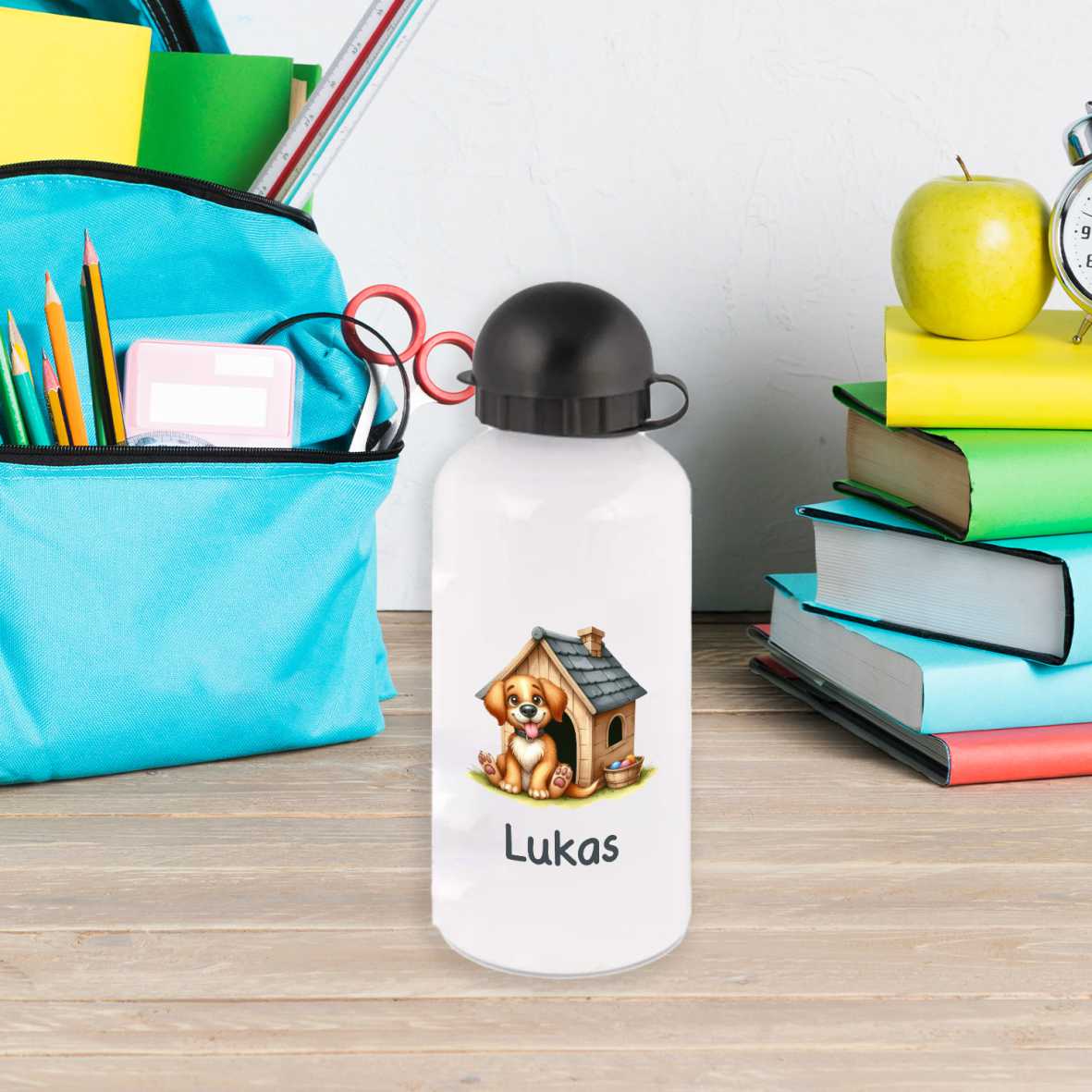 Trinkflasche für Kinder personalisiert mit Namen - Hund - FOTOFOL