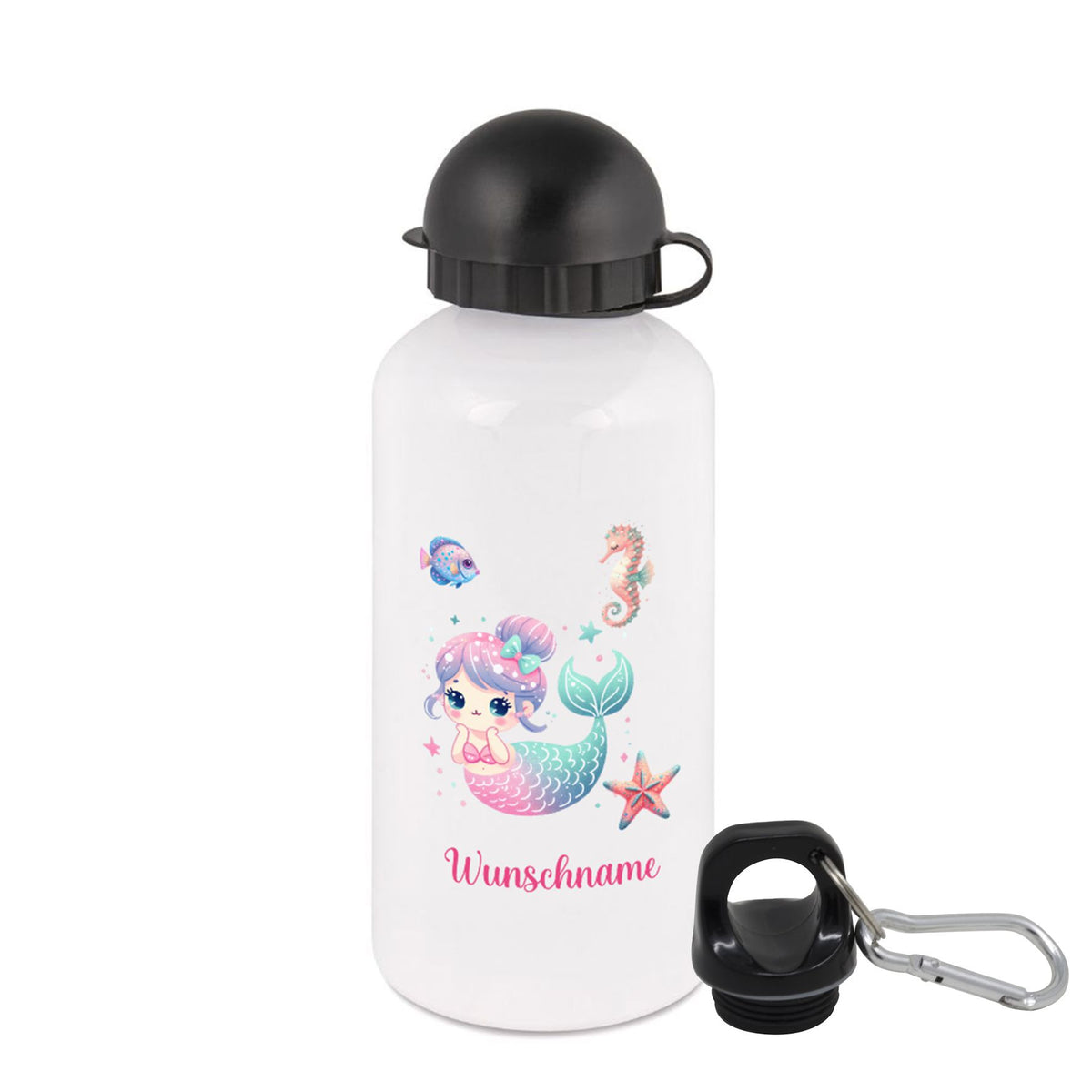 Trinkflasche für Kinder personalisiert mit Namen - Meerjungfrau - FOTOFOL