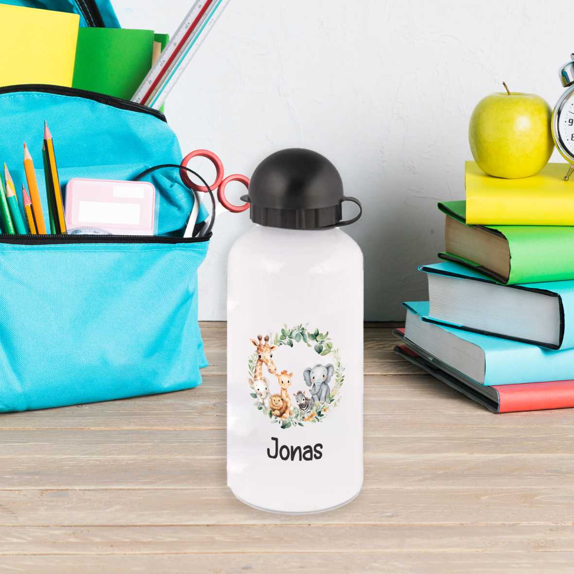 Trinkflasche für Kinder personalisiert mit Namen - Safari - FOTOFOL
