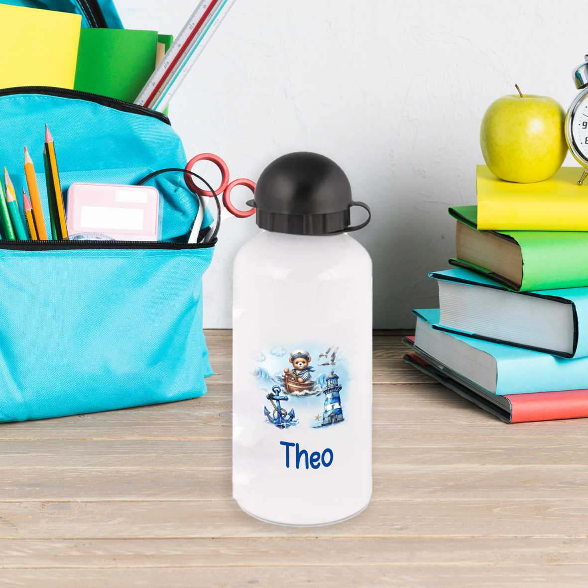 Trinkflasche für Kinder personalisiert mit Namen - Seemann - FOTOFOL