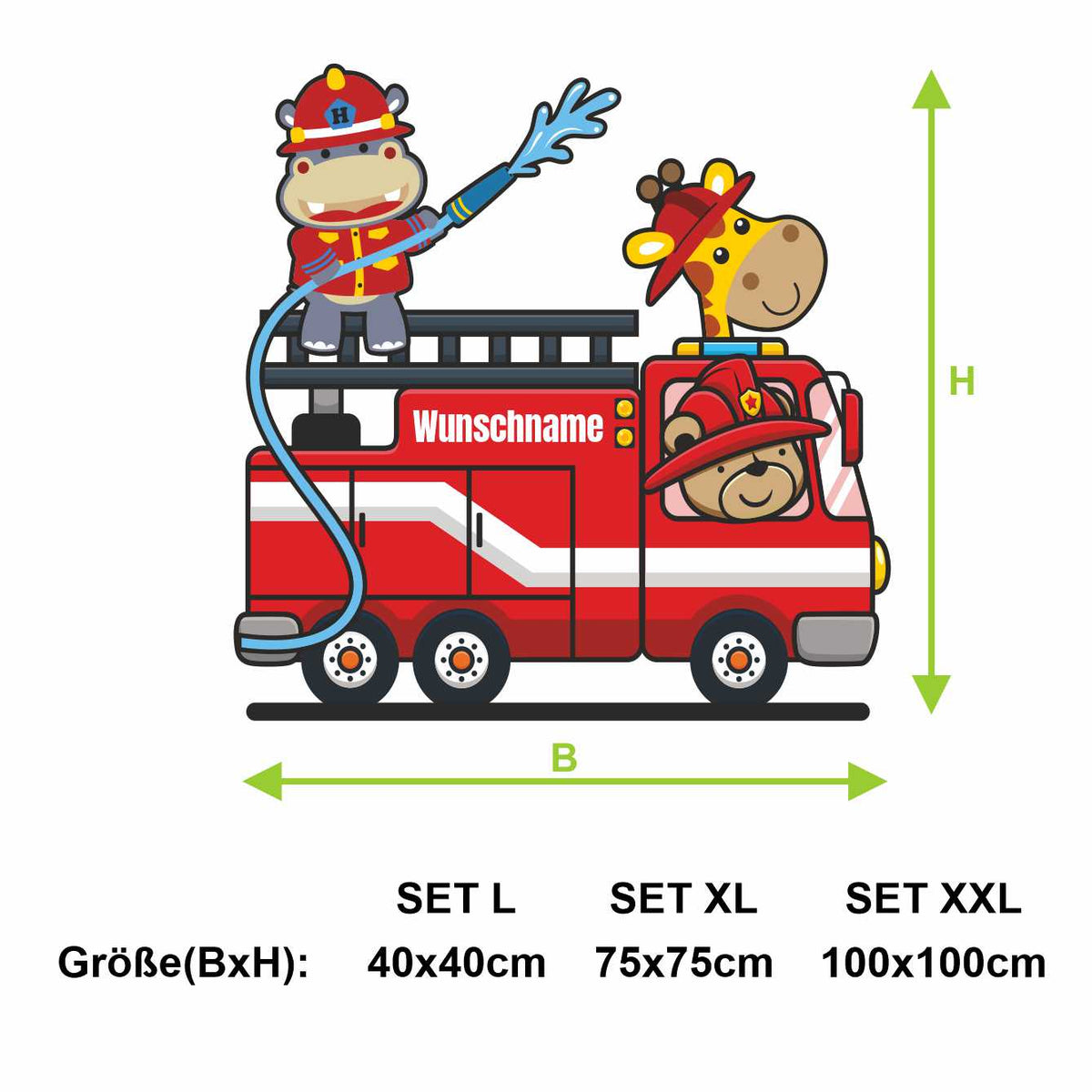 Wandtattoo Feuerwehrauto mit Wunschname - FOTOFOL