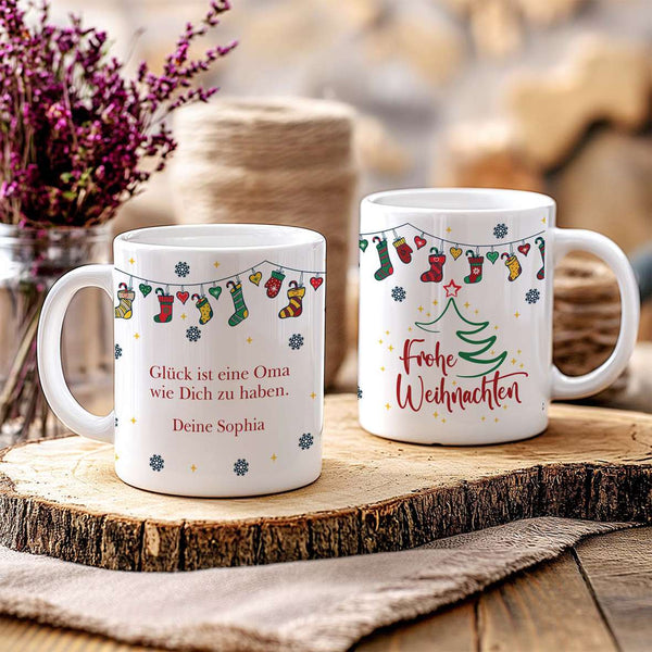 Weihnachtstasse - Personalisiert mit Wunschtext | Frohe Weihnachten