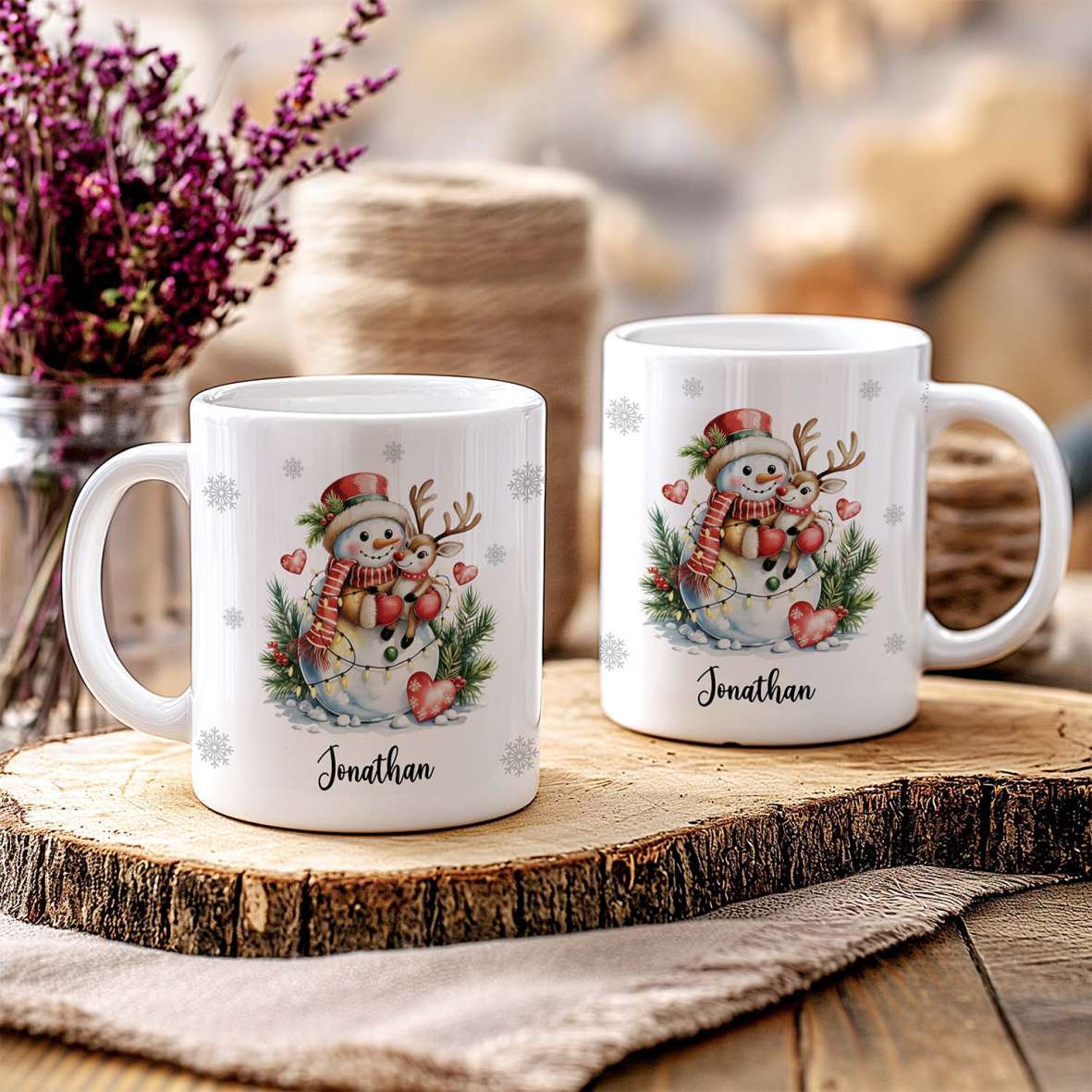 FOTOFOL-Tasse zu Weihnachten - Personalisiert mit Namen oder Wunschtext -Weihnachtstasse - Glühwein-Tasse - Geschenk-Idee für Familie und Freunde