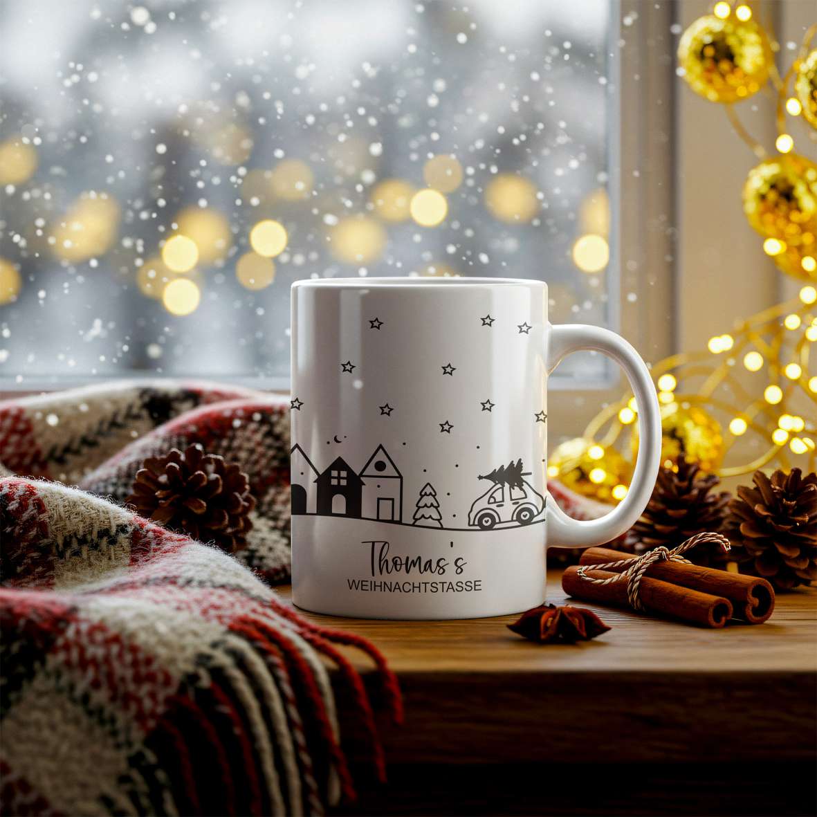 FOTOFOL - Tasse zu Weihnachten - Personalisiert mit Namen oder Wunschtext &nbsp;- Weihnachtstasse - Glühwein-Tasse - Geschenk-Idee für Familie und Freunde - 330ml