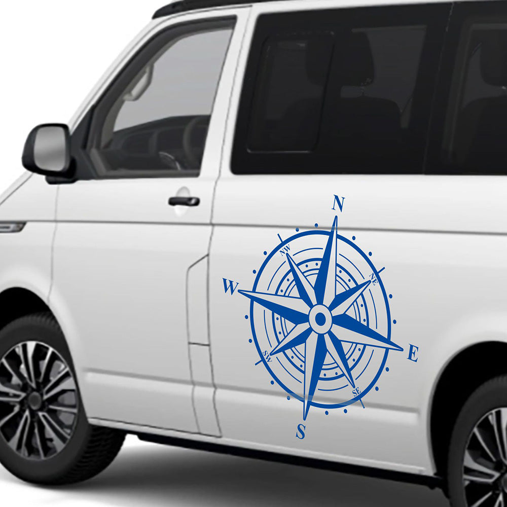 Aufkleber Kompass Windrose  - Aufkleber für Camper, Wohnmobil, Wohnwagen Fahrzeuge Karosserie - Offroad Sticker - Abenteuer Urlaub