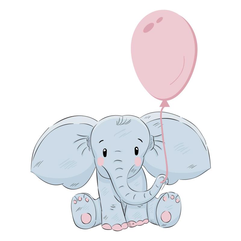 Wandtattoo Kinderzimmer  Elefant mit Ballon - FOTOFOL
