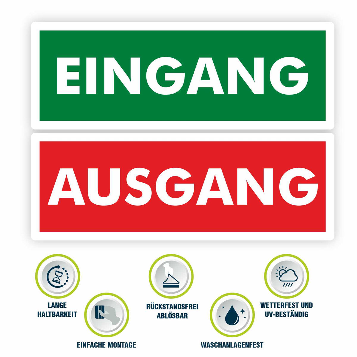 1x Aufkleber "EINGANG" und 1x Aufkleber "AUSGANG"  21x7,5 cm - FOTOFOL