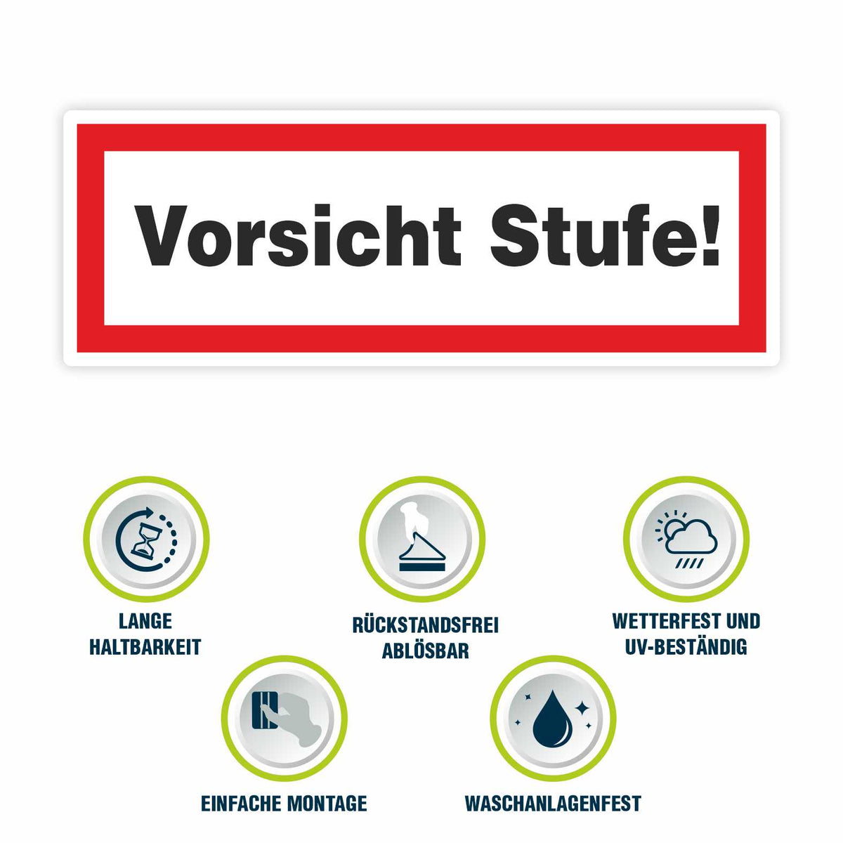 2x Aufkleber "Vorsicht Stufe" 21x7,5cm - FOTOFOL