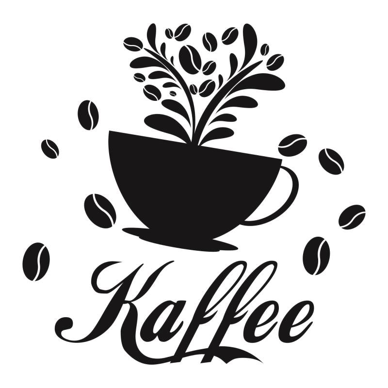 Wandtattoo Küche Deko Kaffee Kaffeetasse Kaffeebohnen - FOTOFOL