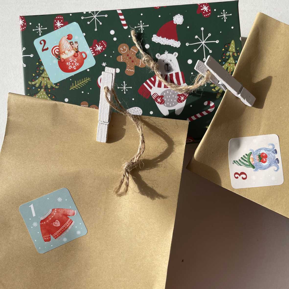 Aufkleber  GNOME Set Adventskalender Zahlen - Sticker für Kalender für Weihnachten - FOTOFOL