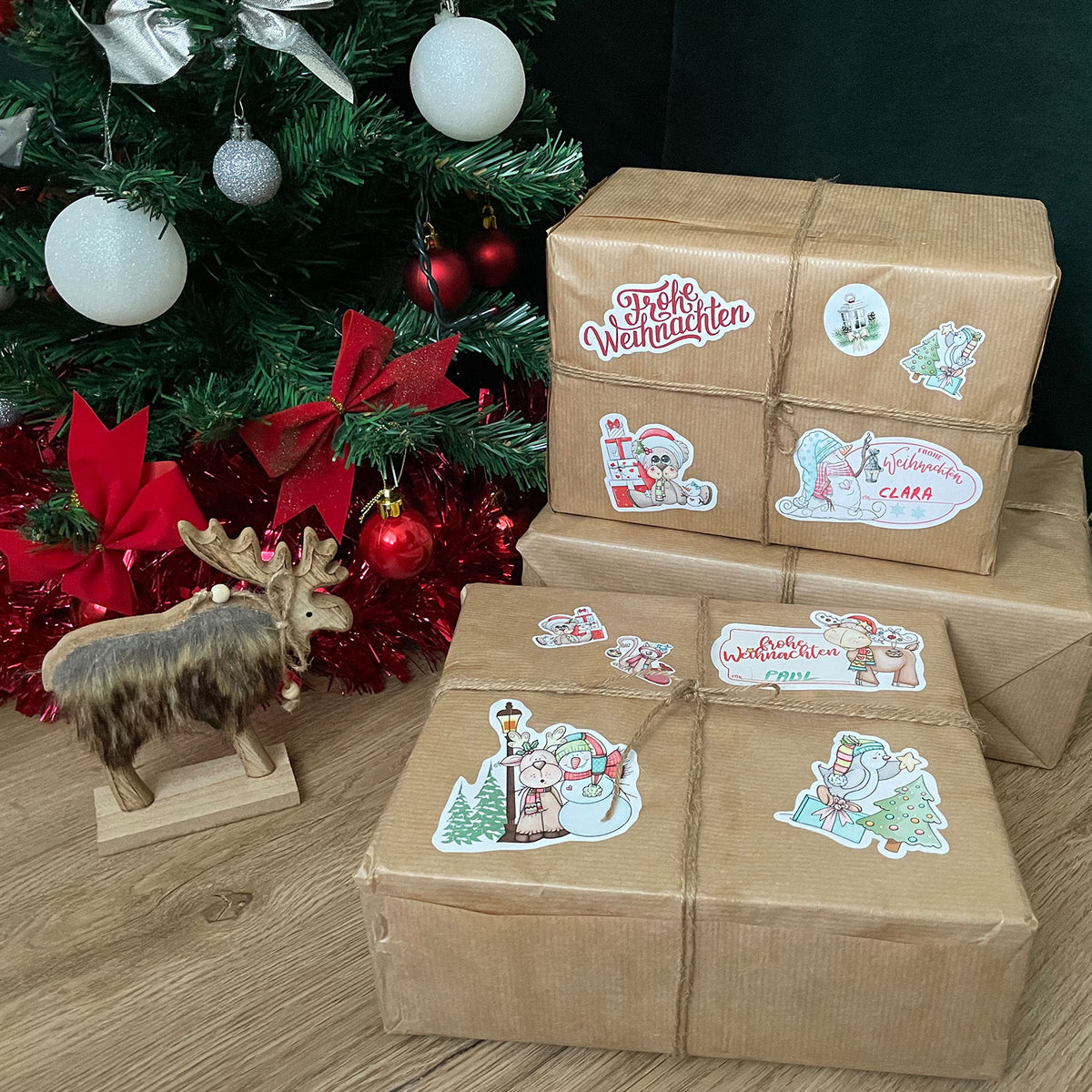 Set Aufkleber Weihnachten - Geschenkaufkleber - Weihnachtsaufkleber zum Beschreiben - FOTOFOL