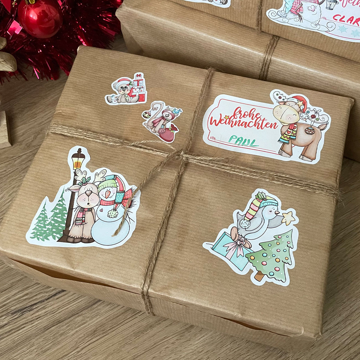Set Aufkleber Weihnachten - Geschenkaufkleber - Weihnachtsaufkleber zum Beschreiben - FOTOFOL