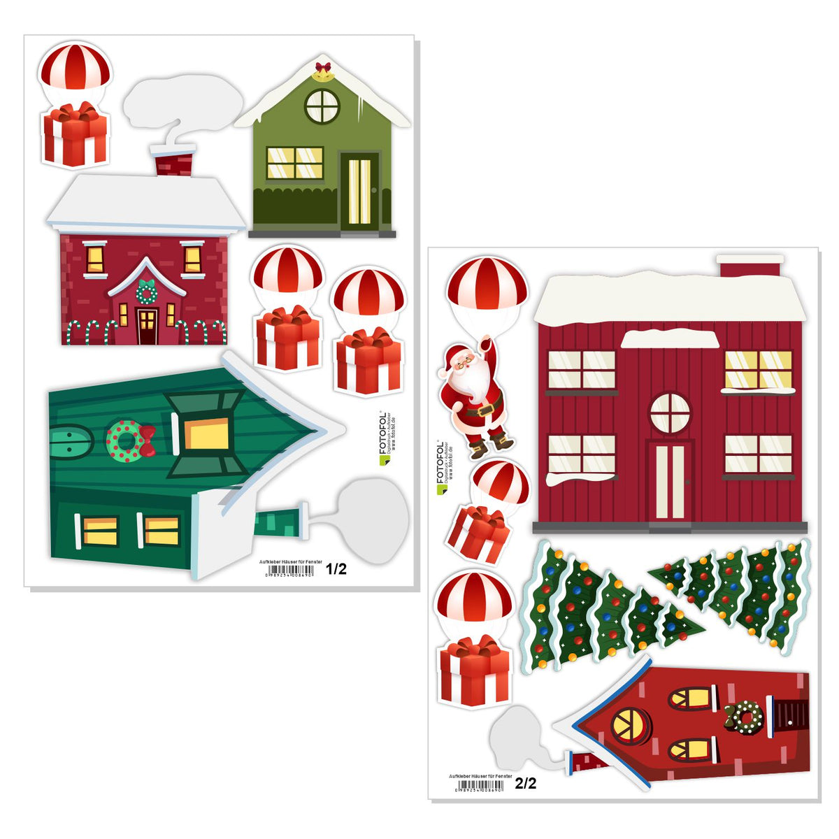 Aufkleber Weihnachten Häuser - Weihnachtsmann-Geschenke, Weihnachtsdekoration –  Möbel, Kühlschrank, Fenster, Wand, Laptop - FOTOFOL