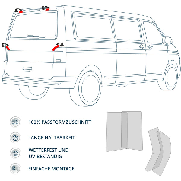 Schutzfolie Auto Set für Fahrradheckträger passend für VW T5 T6 T6.1 California Beach Coast Ocean Bulli
