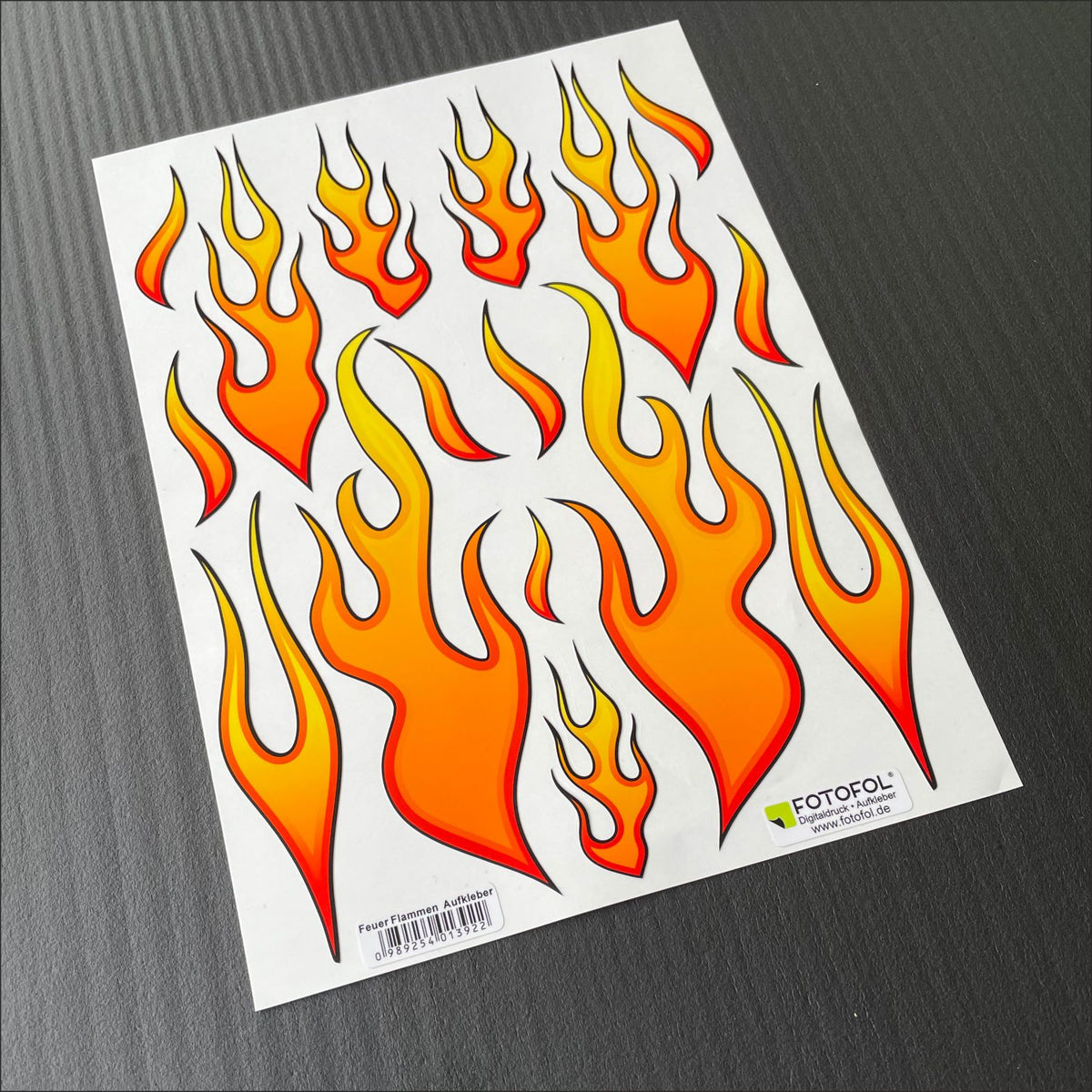 Feuer Flammen Aufkleber Set  - für Auto, Fahrzeuge, Roller, Moped, Motorrad-Helm, Fahrrad, Laptop, Smartphone, Bobby Car - FOTOFOL