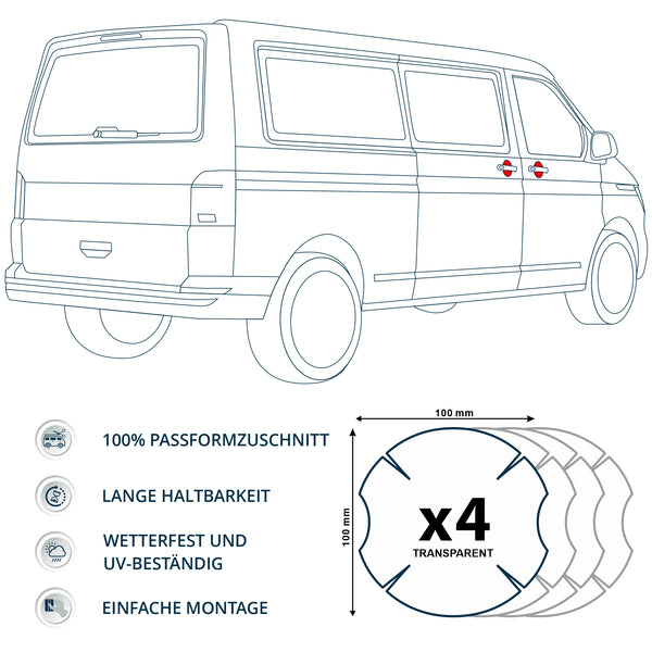 Schutzfolie Auto 4x Griffmulde passend für VW T5 T6 T6.1 California Multivan Caddy