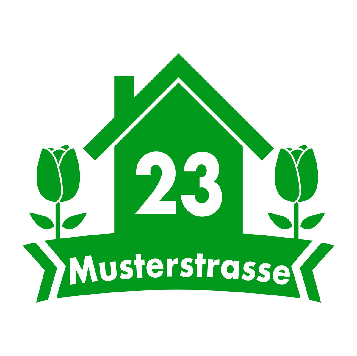 Mülltonne Aufkleber personalisierbar mit Hausnummer und Strasse - Haus Blumen - FOTOFOL