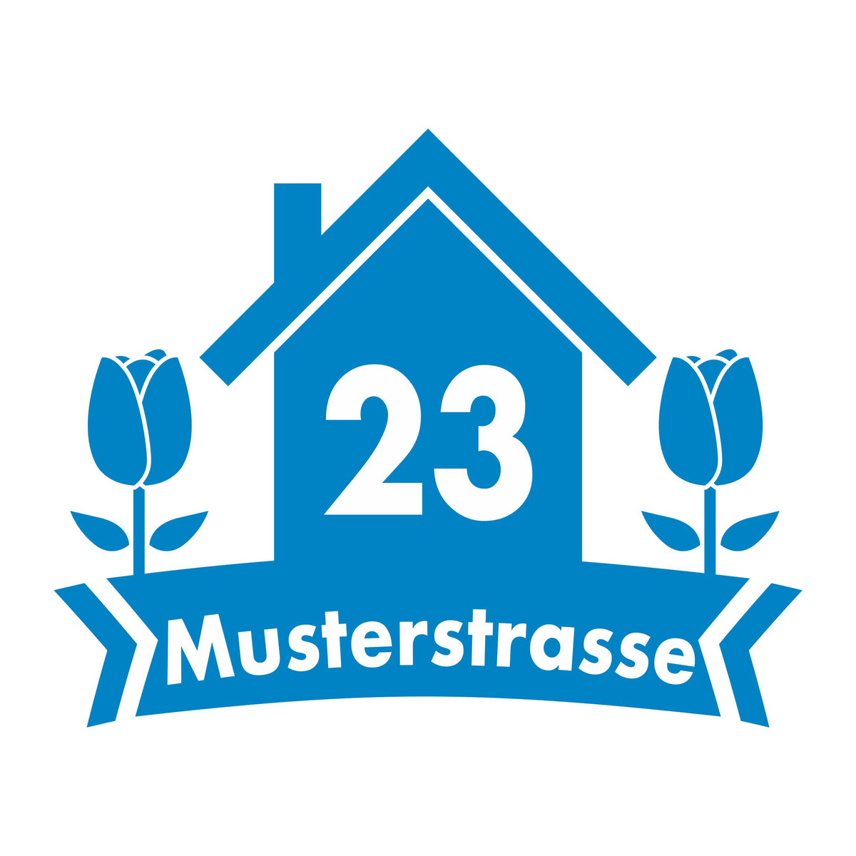 Mülltonne Aufkleber personalisierbar mit Hausnummer und Strasse - Haus Blumen - FOTOFOL