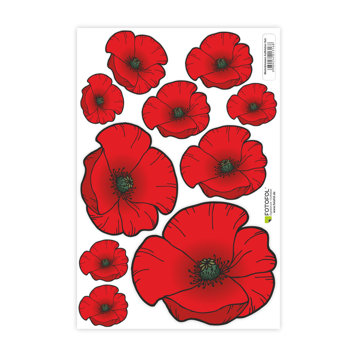 Mohnblumen Aufkleber Set - FOTOFOL