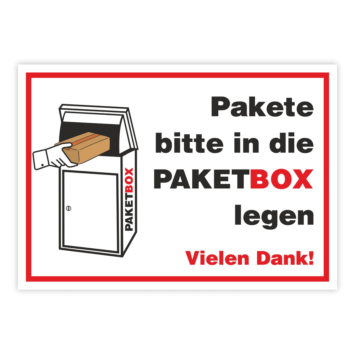 Paketbox Aufkleber - "Pakete bitte in die PAKETBOX legen" - Paket Box Kennzeichnung - FOTOFOL