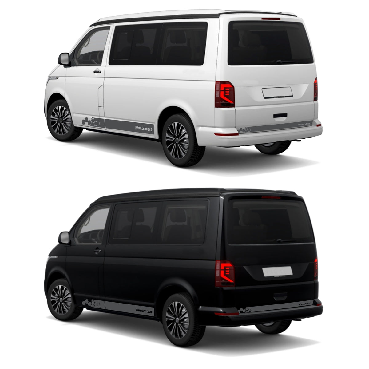 Seitenstreifen WABEN Aufkleber passend für VW T6.1, T6, T5, Multivan, Bulli, Transporter - WUNSCHTEXT - FOTOFOL