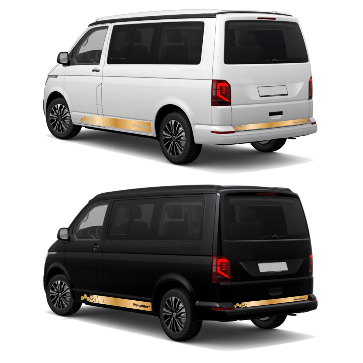 Seitenstreifen WABEN Aufkleber passend für VW T6.1, T6, T5, Multivan, Bulli, Transporter - WUNSCHTEXT - FOTOFOL