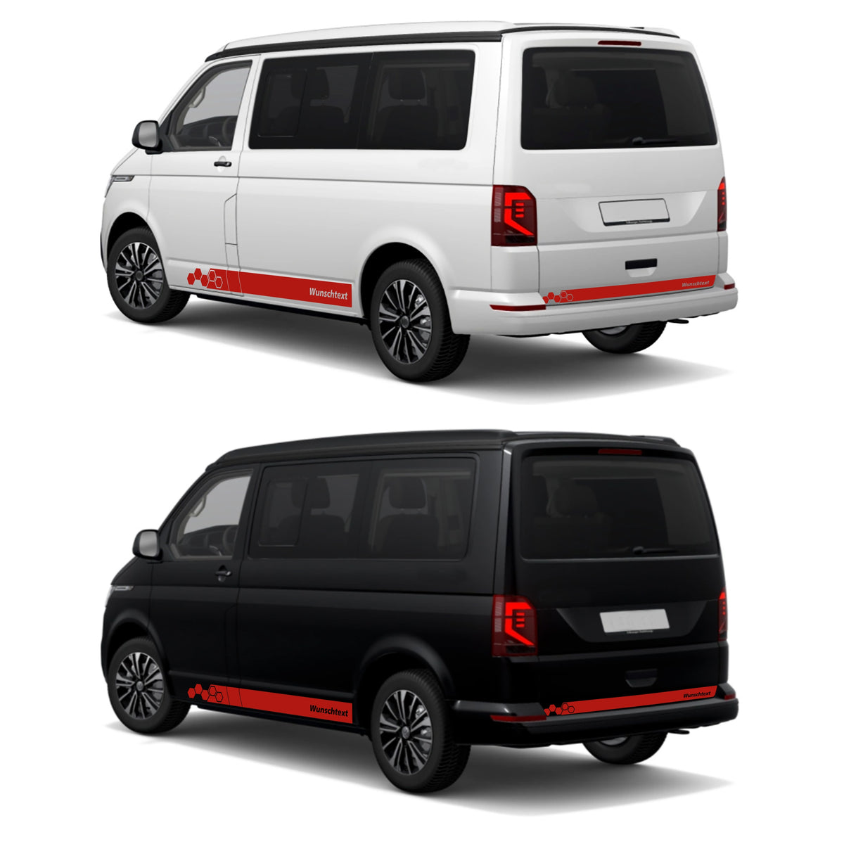 Seitenstreifen WABEN Aufkleber passend für VW T6.1, T6, T5, Multivan, Bulli, Transporter - WUNSCHTEXT - FOTOFOL