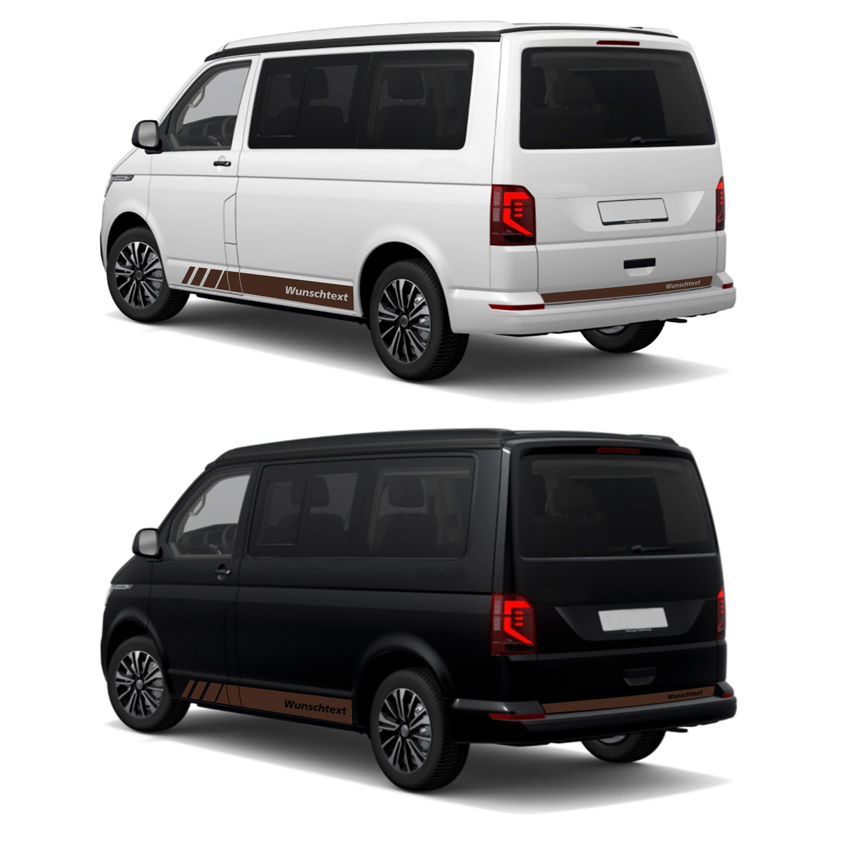 Seitenstreifen passend für VW T6.1, T6, T5, Multivan, Bulli, Wunschtext, Seitenaufkleber  + Rakel - FOTOFOL