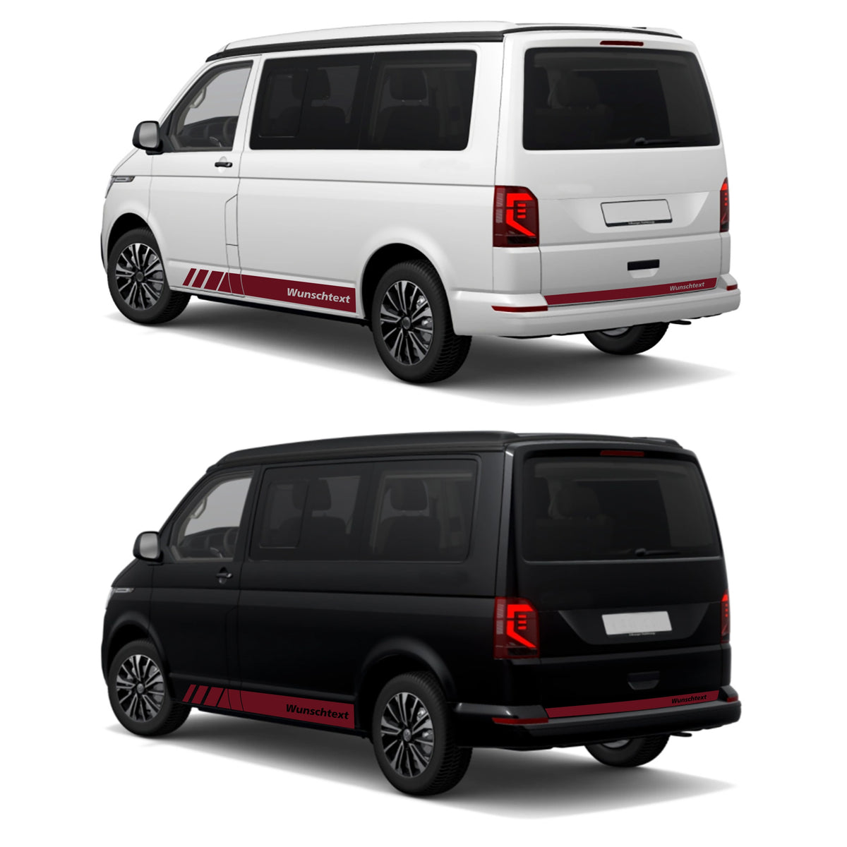 Seitenstreifen passend für VW T6.1, T6, T5, Multivan, Bulli, Wunschtext, Seitenaufkleber  + Rakel - FOTOFOL