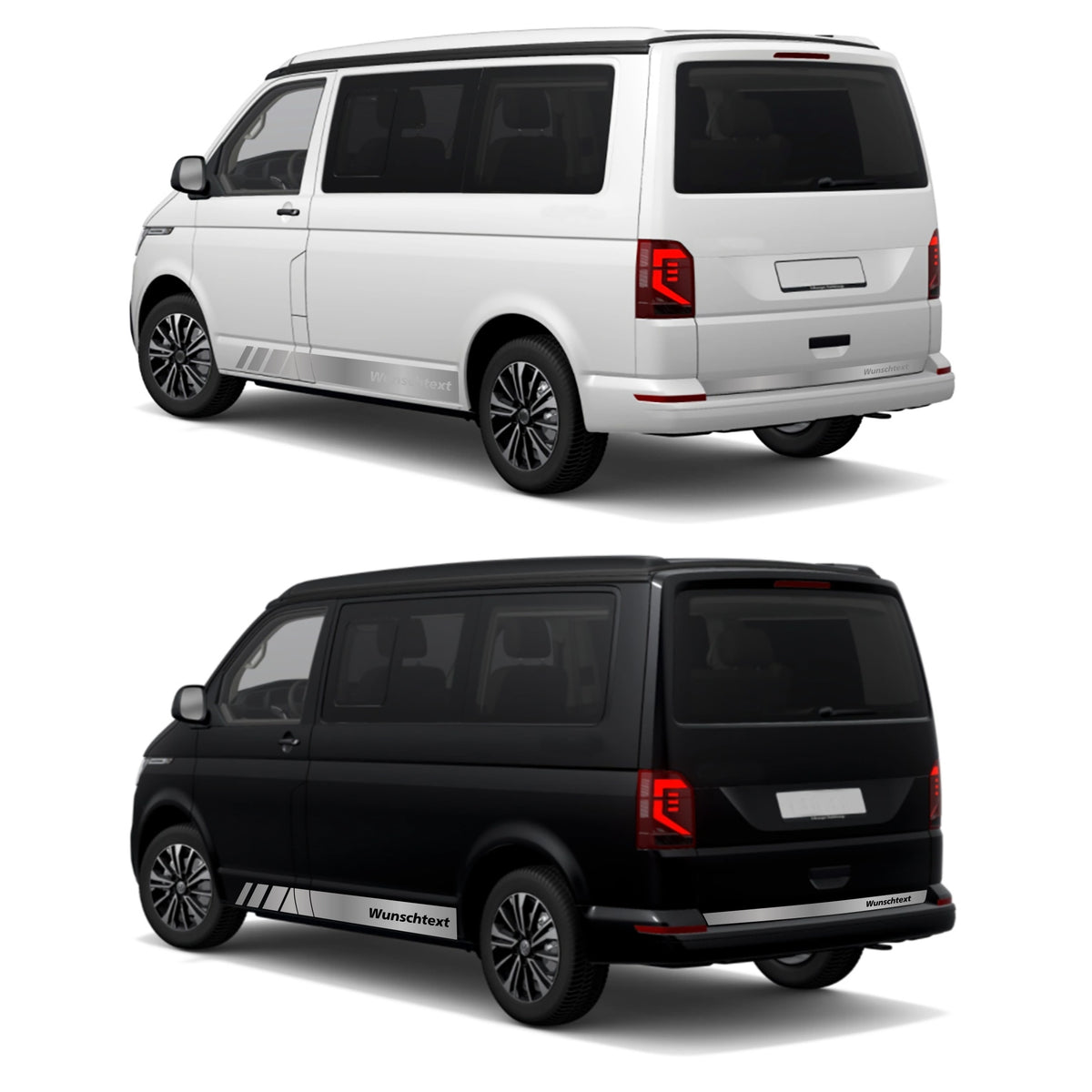 Seitenstreifen passend für VW T6.1, T6, T5, Multivan, Bulli, Wunschtext, Seitenaufkleber  + Rakel - FOTOFOL