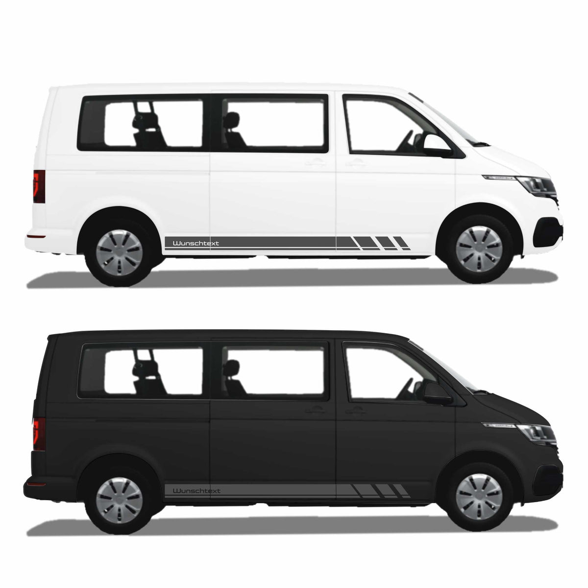 Seitenstreifen Zierstreifen passend für VW T6.1, T6, T5, Multivan, Bulli, Wunschtext, Seitenaufkleber + Rakel - FOTOFOL