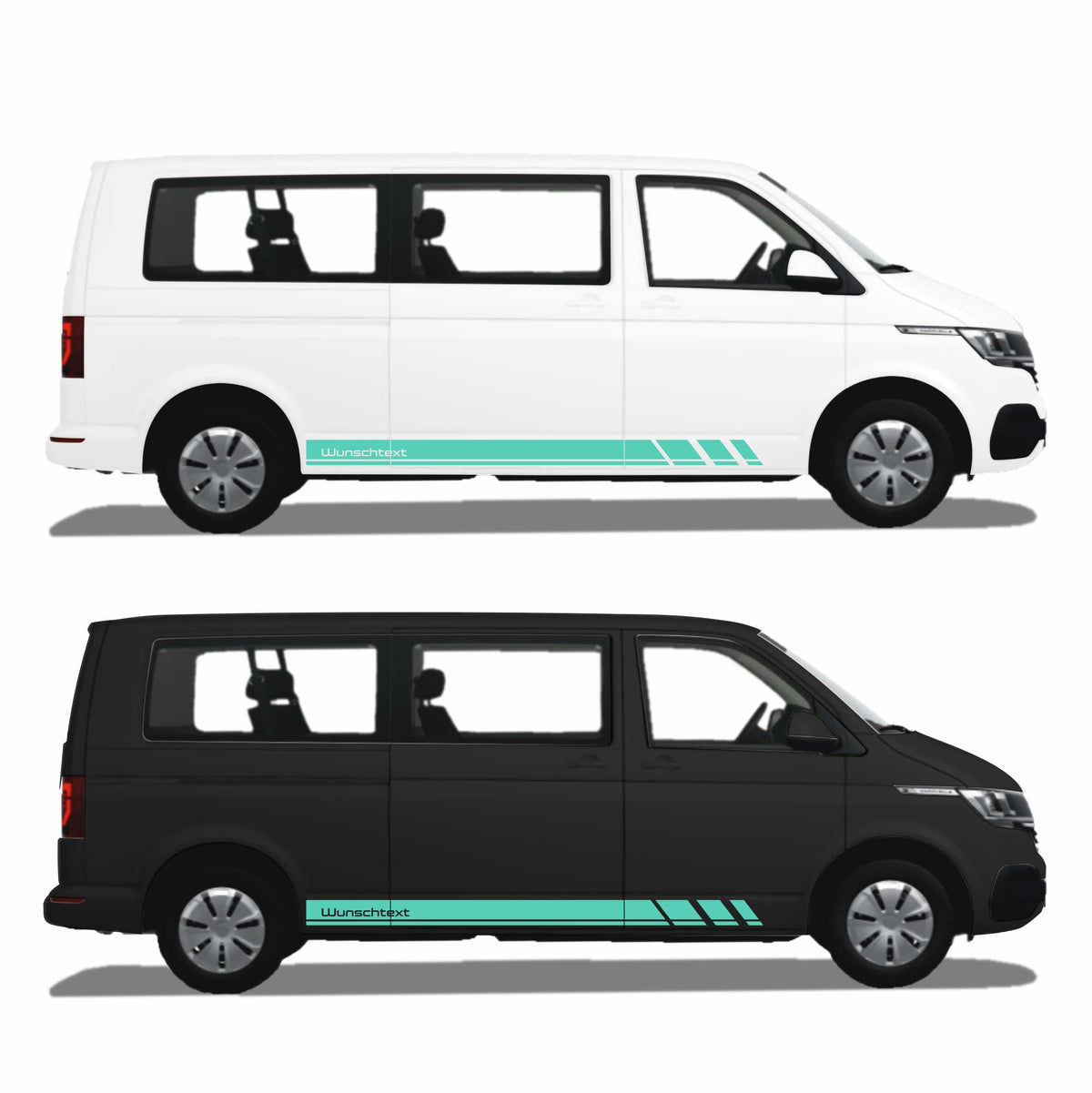 Seitenstreifen Zierstreifen passend für VW T6.1, T6, T5, Multivan, Bulli, Wunschtext, Seitenaufkleber + Rakel - FOTOFOL