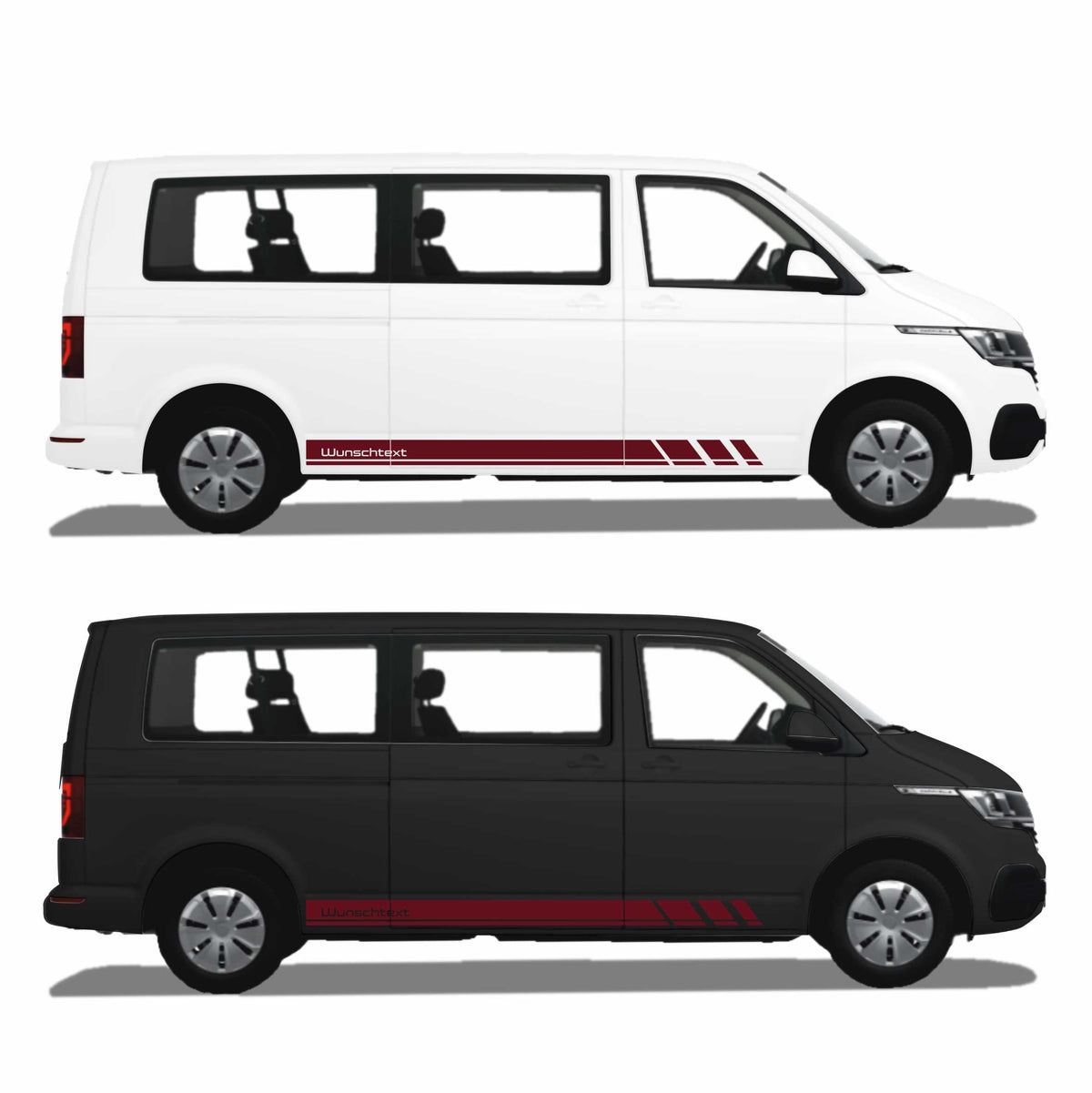 Seitenstreifen Zierstreifen passend für VW T6.1, T6, T5, Multivan, Bulli, Wunschtext, Seitenaufkleber + Rakel - FOTOFOL