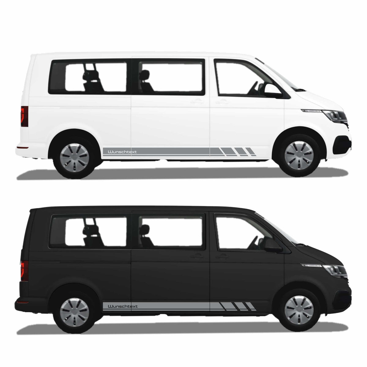 Seitenstreifen Zierstreifen passend für VW T6.1, T6, T5, Multivan, Bulli, Wunschtext, Seitenaufkleber + Rakel - FOTOFOL