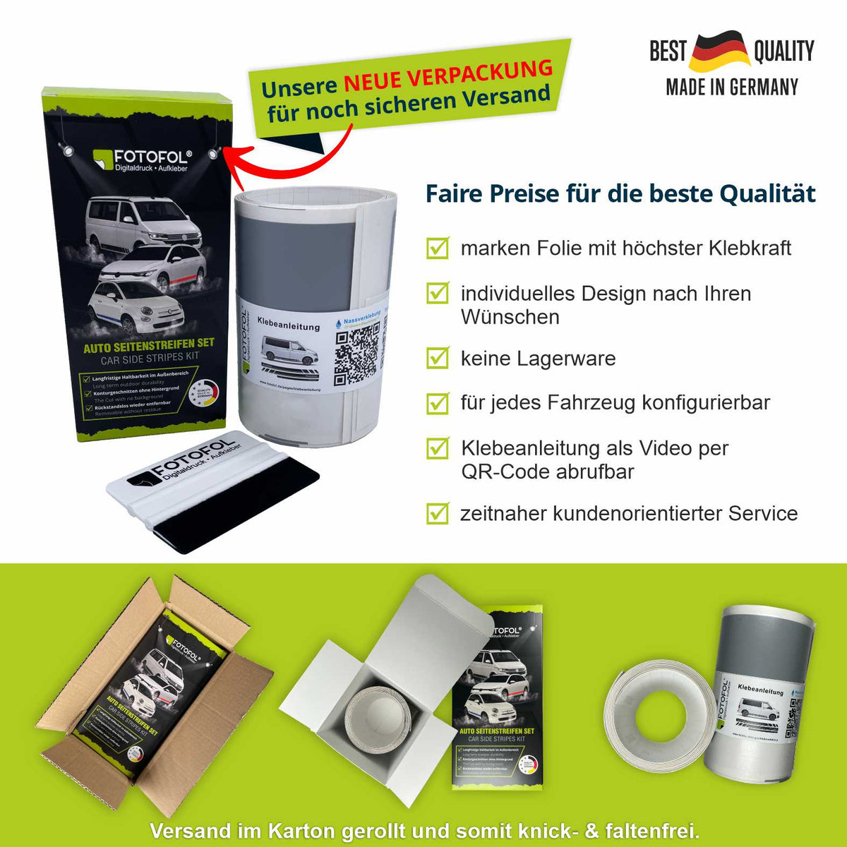 Seitenstreifen Zierstreifen passend für VW T6.1, T6, T5, Multivan, Bulli, Wunschtext, Seitenaufkleber + Rakel - FOTOFOL