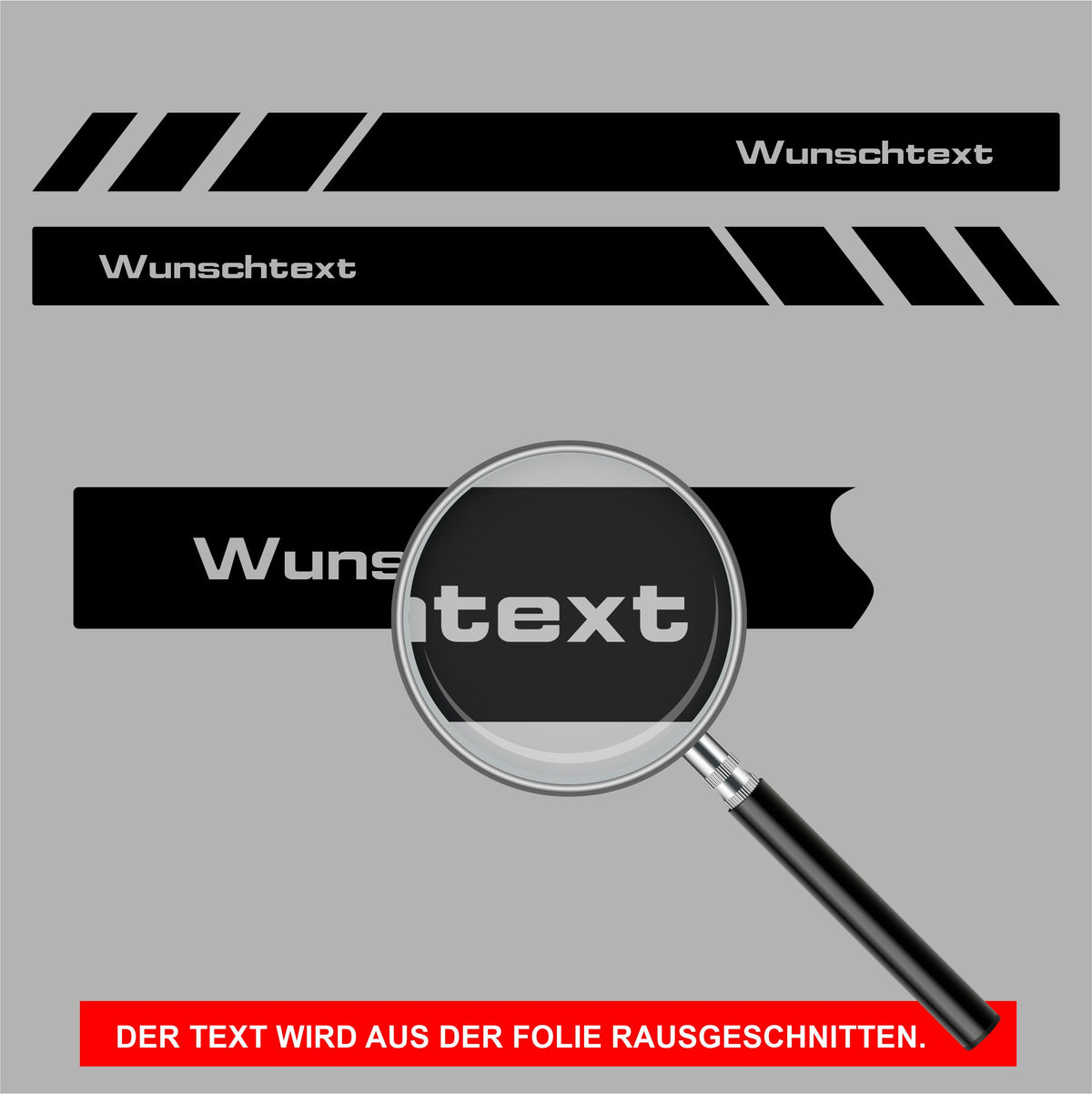 Seitenstreifen Aufkleber mit WUNSCHTEXT passend für VW Pritsche Doppelkabine - FOTOFOL