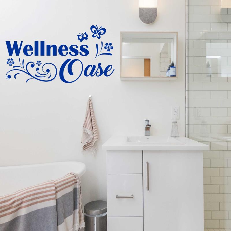 Wandtattoo Badezimmer Wellness Oase Blumen Schmetterlinge - FOTOFOL